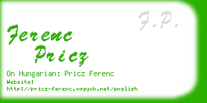 ferenc pricz business card